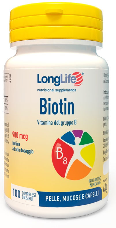LONGLIFE BIOTIN 900 MCG 100 COMPRESSE - Farmacia De Pasquale