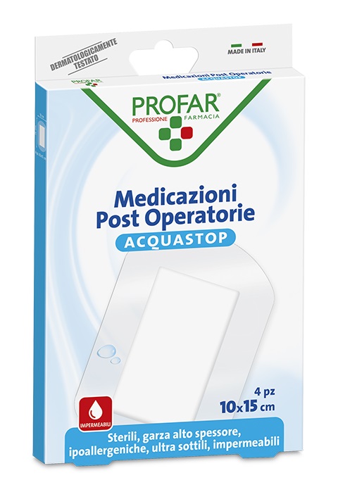 ACQUASTOP MEDICAZIONE POST OPERATORIA 10X15 CM PROFAR MED 4 PEZZI - Farmacia De Pasquale