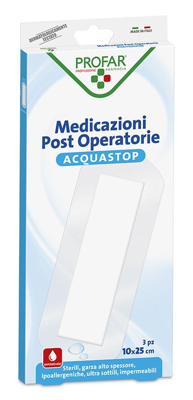 ACQUASTOP MEDICAZIONE POST OPERATORIA PROFAR MED 10X25 CM 3 PEZZI - Farmacia De Pasquale