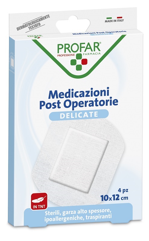 MEDICAZIONE POST OPERATORIA STERILE GARZA ANTIADERENTE 10X12 CM 4 PEZZI PROFAR - Farmacia De Pasquale