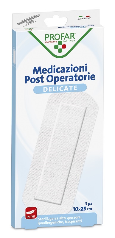 MEDICAZIONE POST OPERATORIA STERILE GARZA ANTIADERENTE 10X25 CM 3 PEZZI PROFAR - Farmacia De Pasquale