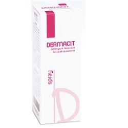 DERMACIT SPRAY FLACONE CILINDRICO IN PE BIANCO CON TASTO EROGATORE SPRAY IN PP BIANCO E CAPPUCCIO SALVATASTO TRASPARENTE,DISPOSITIVO MEDICO 1 PZ - Farmacia De Pasquale