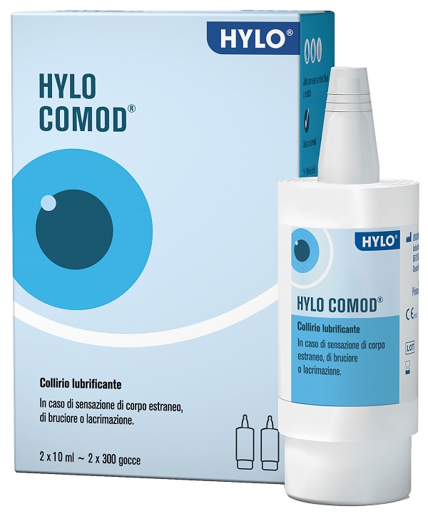 HYLO-COMOD GOCCE OCULARI IALURONATO DI SODIO 0,1% 2 FLACONC INI DA 10 ML - Farmacia De Pasquale