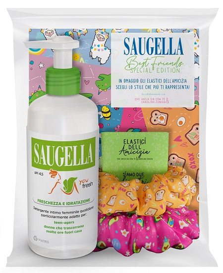 SAUGELLA BUNDLE YOU FRESH PH 4,5 DETERGENTE INTIMO FRESCHEZZA E IDRATAZIONE + SCRUNCHIES IN OMAGGIO - Farmacia De Pasquale