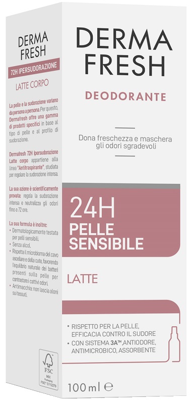 DERMAFRESH 24H PELLE SENSIBILE LATTE 100 ML - Farmacia De Pasquale