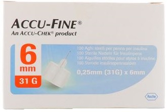 AGO PER PENNA DA INSULINA ACCU-FINE PEN NEEDLE ACCU-CHEK GAUGE 31 X 6MM 100 PEZZI - Farmacia De Pasquale