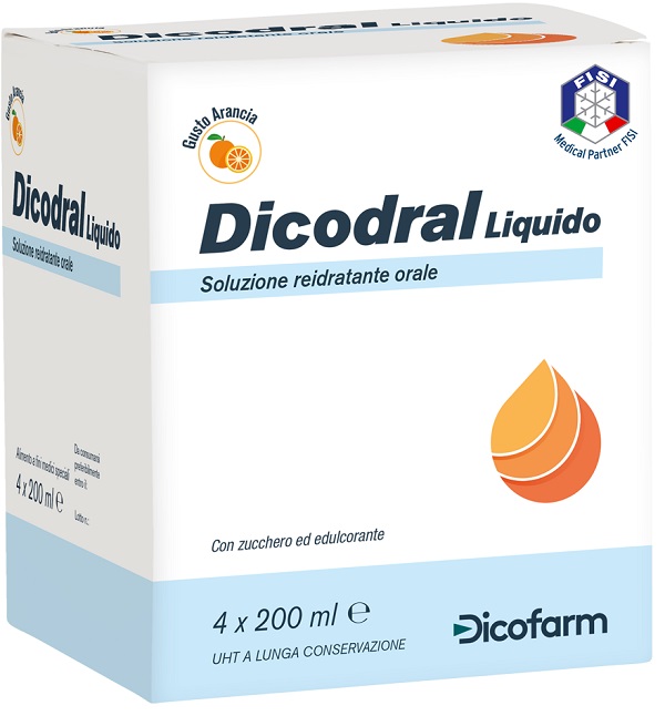 DICODRAL LIQUIDO SOLUZIONE REIDRATANTE ORALE 4 X 200 ML - Farmacia De Pasquale