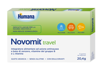 NOVOMIT TRAVEL 12 GOMME DA MASTICARE GUSTO ARANCIA - Farmacia De Pasquale