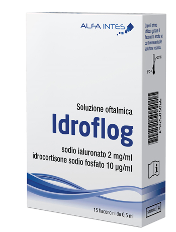SOLUZIONE OFTALMICA IDROFLOG A BASE DI IALURONATO DI SODIO E IDROCORTISONE SODIO FOSFATO 15 FLACONCINI DA 0,5 ML - Farmacia De Pasquale