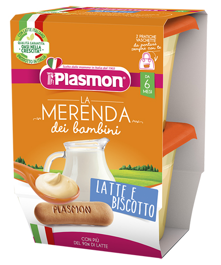 PLASMON LA MERENDA DEI BAMBINI MERENDE LATTE BISCOTTO ASETTICO 2 X 120 G - Farmacia De Pasquale