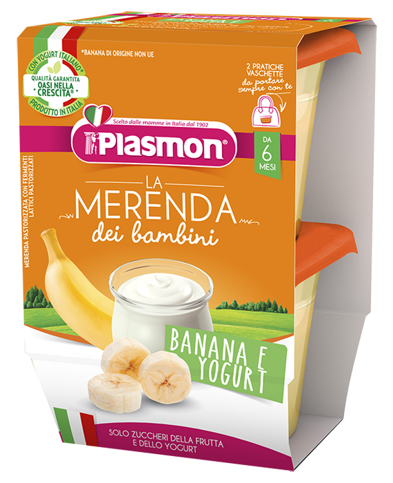 PLASMON LA MERENDA DEI BAMBINI SAPORI DI NATURA BANANA YOGURT ASETTICO 2 X 120 G - Farmacia De Pasquale