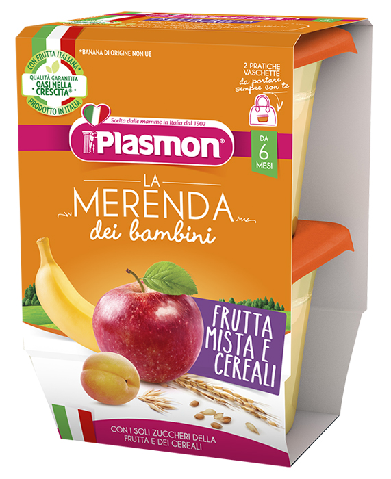 PLASMON LA MERENDA DEI BAMBINI MERENDE FRUTTA CEREALI ASETTICO 2 X 120 G - Farmacia De Pasquale