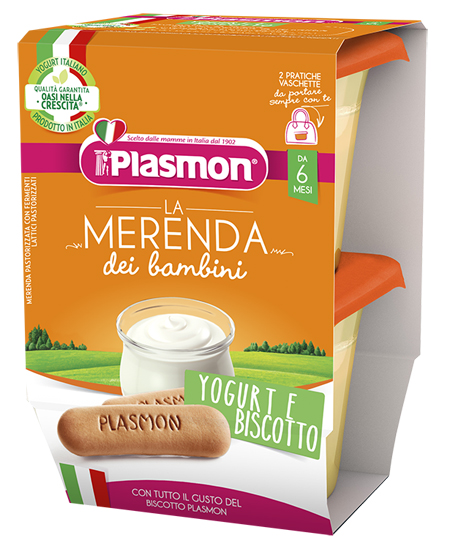 PLASMON LA MERENDA DEI BAMBINI SAPORE DI NATURA YOGURT BISCOTTO ASETTICO 2 X 120 G - Farmacia De Pasquale