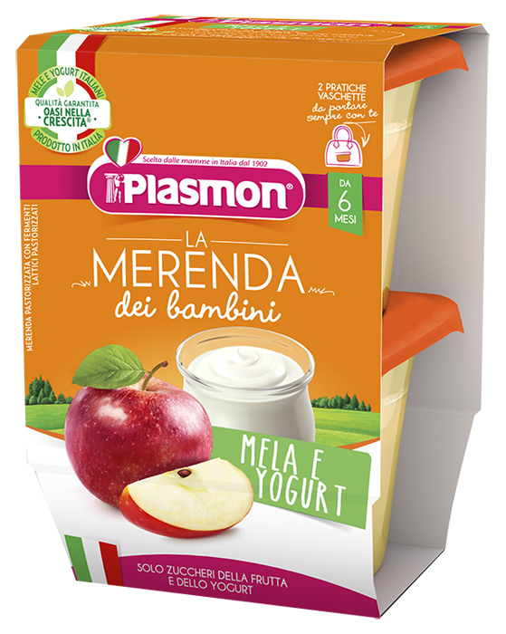 PLASMON LA MERENDA DEI BAMBINI SAPORI DI NATURA MELA YOGURT ASETTICO 2 X 120 G - Farmacia De Pasquale