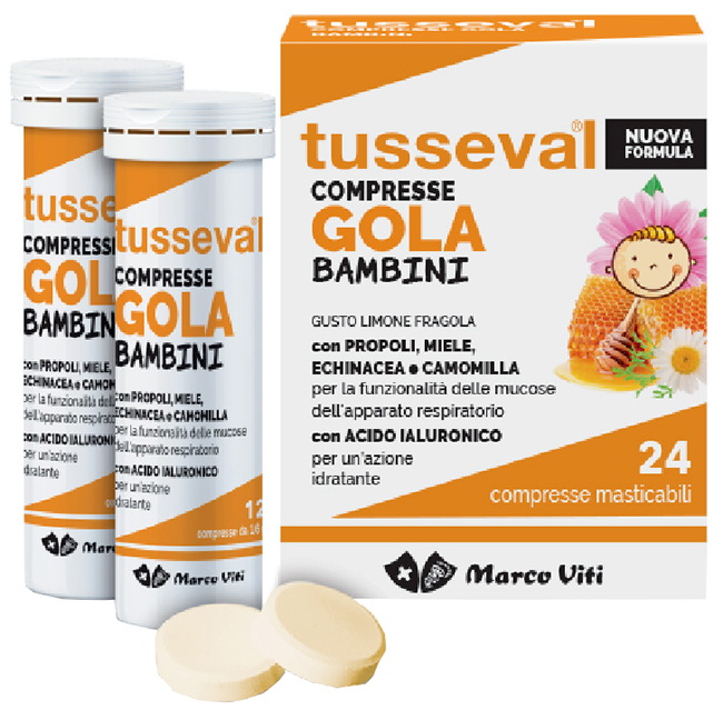 TUSSEVAL GOLA BAMBINI 24 COMPRESSE - Farmacia De Pasquale