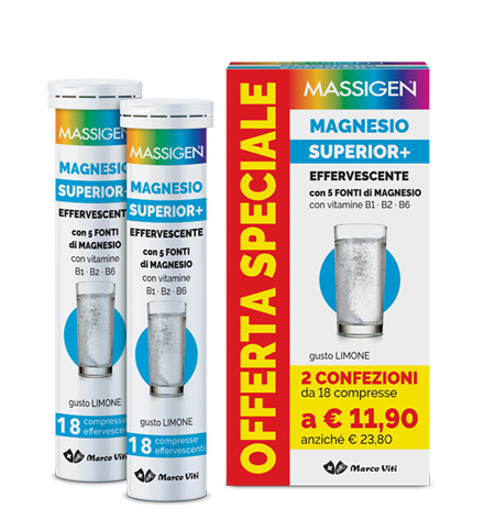 MASSIGEN MAGNESIO SUPERIOR 18+18 COMPRESSE EFFERVESCENTI - Farmacia De Pasquale