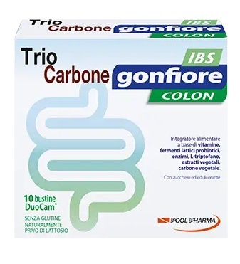 TRIOCARBONE GONFIORE IBS 10 BUSTE DUOCAM DA 2 G + 1,5 G - Farmacia De Pasquale