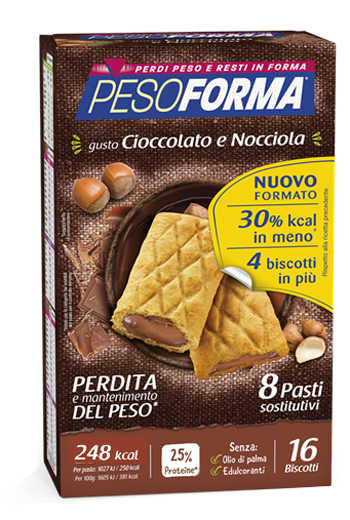 PESOFORMA BISCOTTO CIOCCOLATO NOCCIOLA 16 PEZZI 33 G - Farmacia De Pasquale