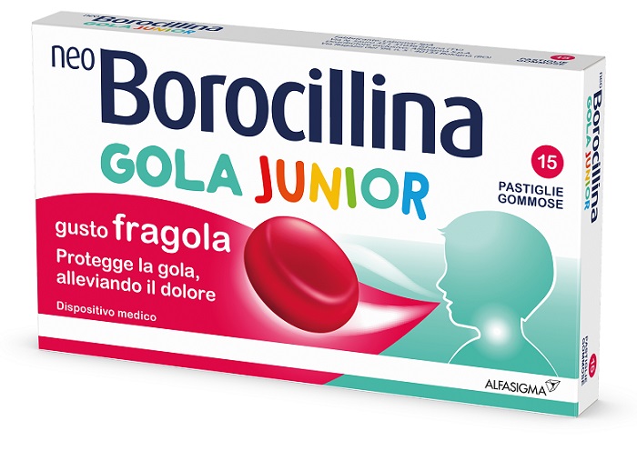 NEOBOROCILLINA GOLA JUNIOR 15 PASTIGLIE GUSTO FRAGOLA - Farmacia De Pasquale