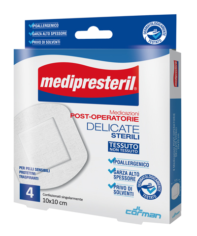 MEDICAZIONE POST OPERATORIA MEDIPRESTERIL DELICATA TNT 10X10CM 5 PEZZI - Farmacia De Pasquale
