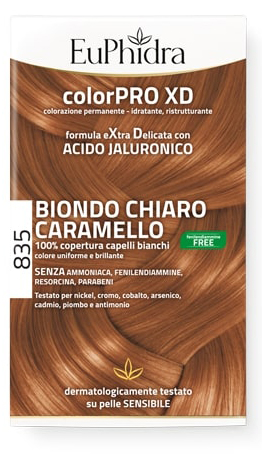 EUPHIDRA COLORPRO GEL COLORANTE CAPELLI XD 835 CARAMELLO 50 ML + ATTIVANTE + BALSAMO + GUANTI - Farmacia De Pasquale