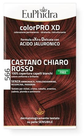 EUPHIDRA COLORPRO GEL COLORANTE CAPELLI XD 566 CASTANO CHIARO ROSSO 50 ML + ATTIVANTE + BALSAMO + GUANTI - Farmacia De Pasquale