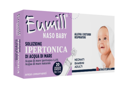 EUMILL NASO BABY SOLUZIONE IPERTONICA 20 CONTENITORI MONODOSE 5 ML - Farmacia De Pasquale