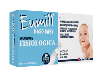 EUMILL NASO BABY SOLUZIONE FISIOLOGICA 20 CONTENITORI MONODOSE 5 ML - Farmacia De Pasquale