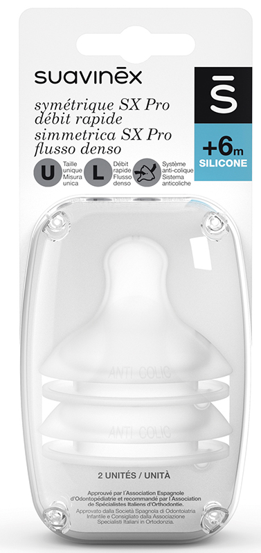 SUAVINEX SX PRO TETTARELLA IN SILICONE FISIOLOGICA PER BIBERON L 2 PEZZI - Farmacia De Pasquale
