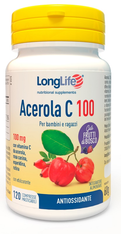 LONGLIFE ACEROLA C100 FRUTTI DI BOSCO 120 COMPRESSE MASTICABILI - Farmacia De Pasquale