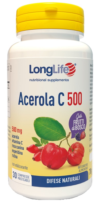 LONGLIFE ACEROLA C500 FRUTTI DI BOSCO 30 COMPRESSE MASTICABILI - Farmacia De Pasquale