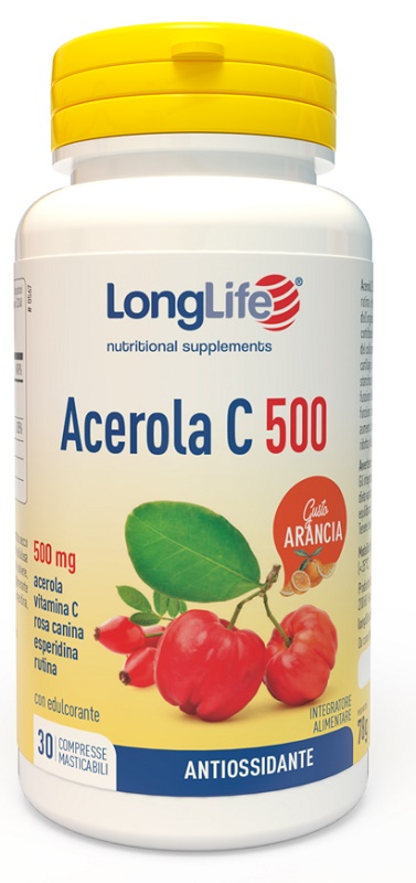 LONGLIFE ACEROLA C500 ARANCIA 30 COMPRESSE MASTICABILI - Farmacia De Pasquale