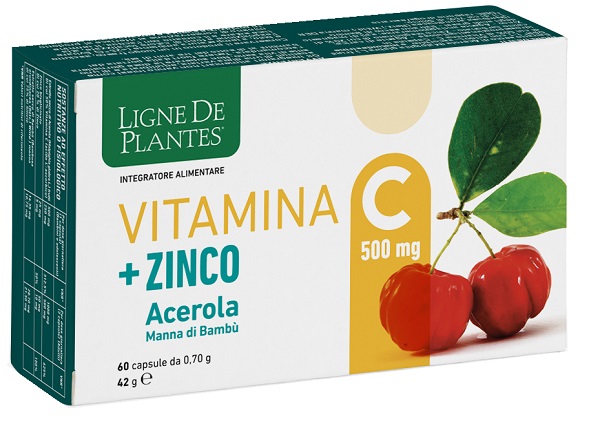 LIGNE DE PLANTES VITAMINA C 500 MG + ZINCO ACEROLA E MANNA DI BAMBU' 60 CAPSULE DA 0,70 G - Farmacia De Pasquale