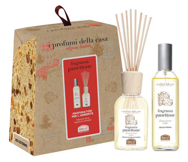 I PROFUMI DELLA CASA SET PANETTONE 1 SPRAY AMBIENTE 100 ML + BASTONCINI AROMATICI AMBIENTE 100 ML - Farmacia De Pasquale