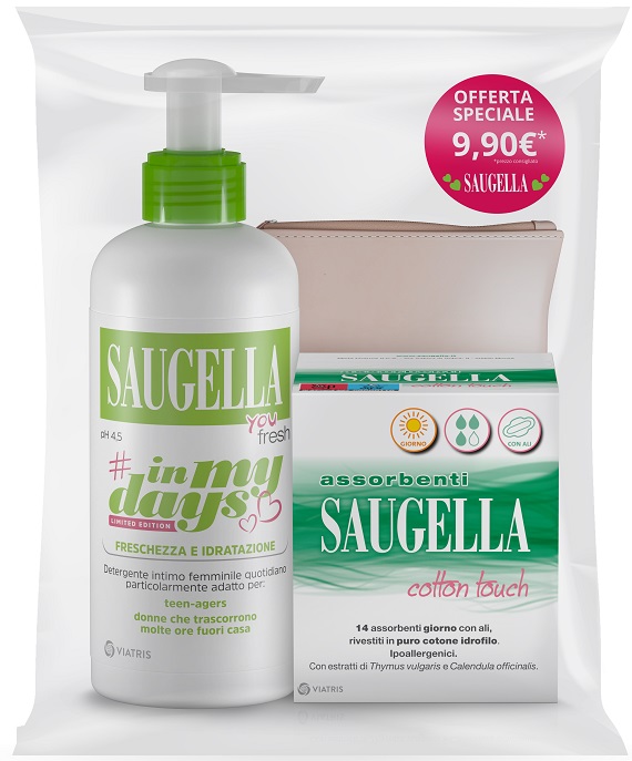 SAUGELLA IN MY DAYS BUNDLE YOU FRESH + ASSORBENTI GIORNO 14 PEZZI + PORTA ASSORBENTI - Farmacia De Pasquale