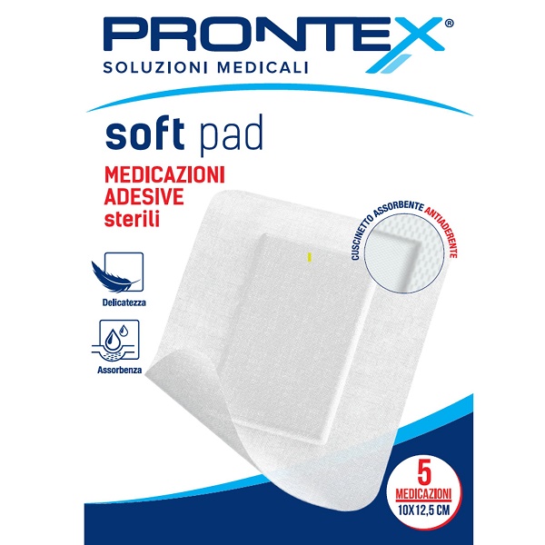 MEDICAZIONE ADESIVA STERILE PRONTEX SOFT PAD 10X12,5 CM 5 PEZZI - Farmacia De Pasquale