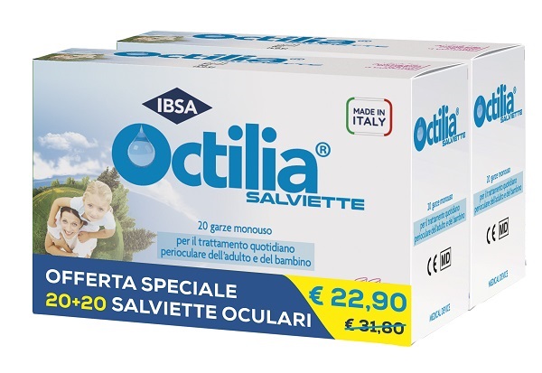 SALVIETTE PERIOCULARI OCTILIA BIPACK 20+20 GARZE MONOUSO - Farmacia De Pasquale
