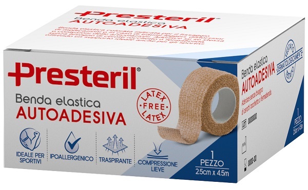 BENDA ELASTICA AUTOADESIVA LATEX FREE PRESTERIL CM 2,5X4,5 M TESI SKIN - Farmacia De Pasquale