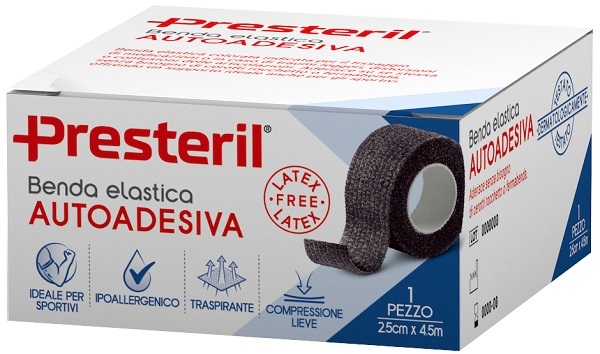 BENDA ELASTICA AUTOADESIVA LATEX FREE PRESTERIL CM 2,5X4,5 M TESI NERO - Farmacia De Pasquale