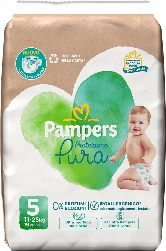 PAMPERS PROTEZIONE PURA JUNIOR PANNOLINI 19 PEZZI - Farmacia De Pasquale