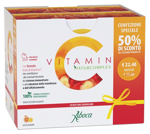 VITAMIN C NATURCOMPLEX 20 BUSTINE GRANULARI CONFEZIONE SPECIALE 1+1 - Farmacia De Pasquale