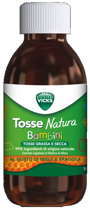 VICKS TOSSE NATURA BAMBINI TOSSE GRASSA E SECCA GUSTO MIELE E FRAGOLA 140 ML - Farmacia De Pasquale