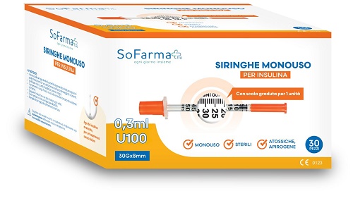 SIRINGA PER INSULINA 0,3 ML 30 PEZZI SOFARMAPIU' - Farmacia De Pasquale