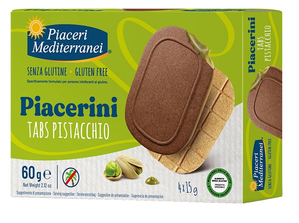PIACERI MEDITERRANEI PIACERINI TABS PISTACCHIO 4 PEZZI DA 15 G - Farmacia De Pasquale