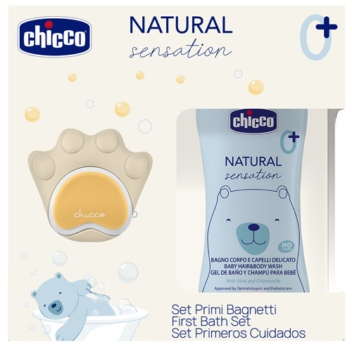 CHICCO NATURAL SENSATION SET DETERGENTE 200 ML + SPUGNA - Farmacia De Pasquale