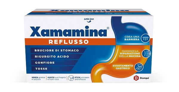 XAMAMINA REFLUSSO 25 STICK DA 20 ML GUSTO UVA FRAGOLA E FRUTTI ROSSI SENZA GLUTINE SENZA LATTOSIO - Farmacia De Pasquale