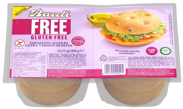 BAULI FREE FOCACCINE OLIO EXTRA VERGINE OLIVA 4 PEZZI DA 75 G - Farmacia De Pasquale