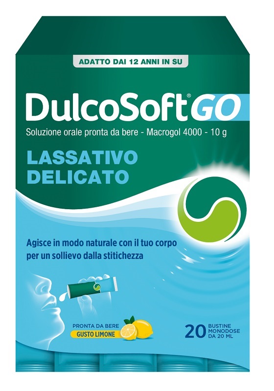 DULCOSOFT GO 20 BUSTINE DA 20 ML GUSTO LIMONE SENZA ZUCCHERO SENZA GLUTINE SENZA LATTOSIO - Farmacia De Pasquale