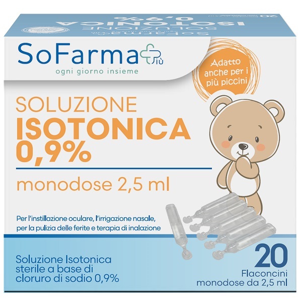 SOLUZIONE SALINA 0,9% 20 FLACONI 2,5 ML SOFARMAPIU' - Farmacia De Pasquale