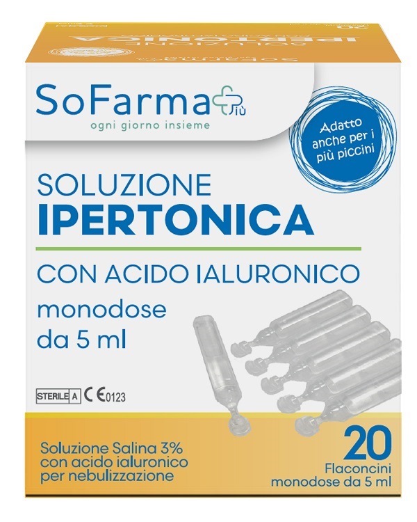 SOLUZIONE IPERTONICA 3% ACIDO IALURONICO 20 FLACONI 5 ML SOFARMAPIU' - Farmacia De Pasquale